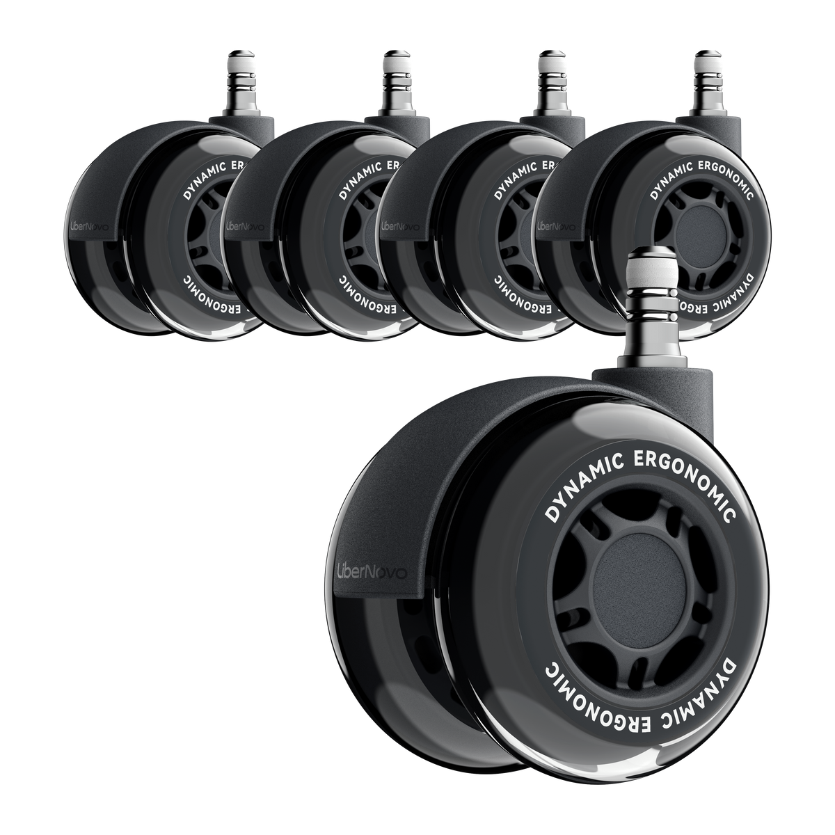 LiberNovo 2.95" Dual Rubber Chair Wheels - Effortless Glide for Carpet & Hardwood Floors
