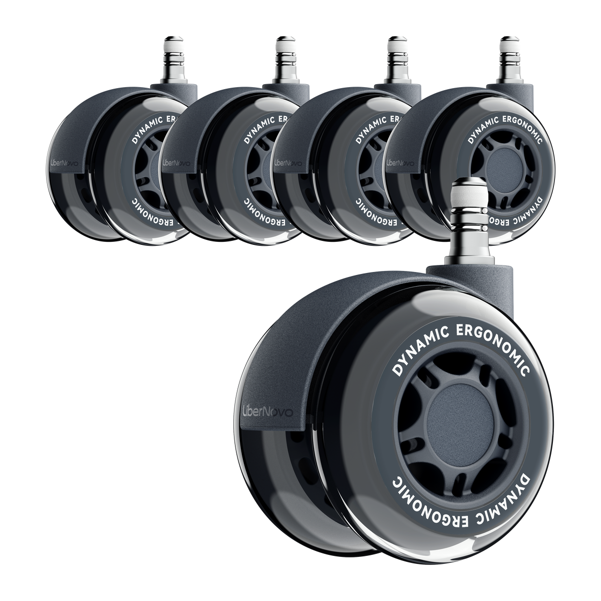 LiberNovo 2.95" Dual Rubber Chair Wheels - Effortless Glide for Carpet & Hardwood Floors
