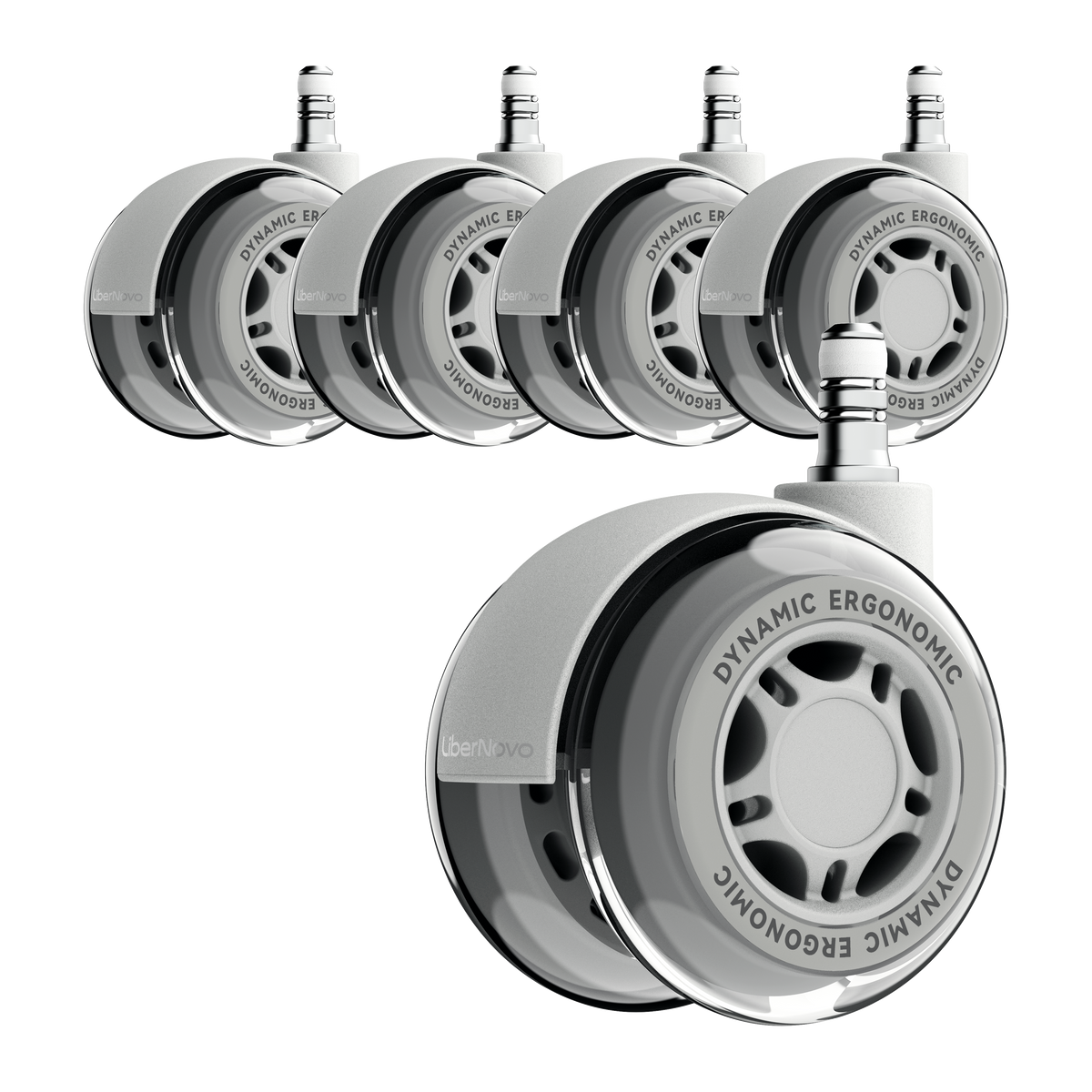 LiberNovo 2.95" Dual Rubber Chair Wheels - Effortless Glide for Carpet & Hardwood Floors
